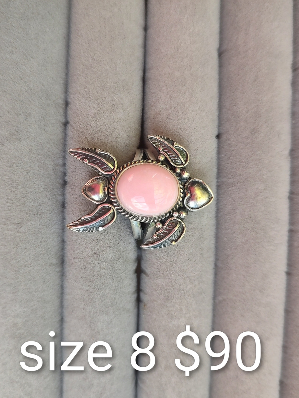 Sterling Silver Pink Turtle Ring - Size 8